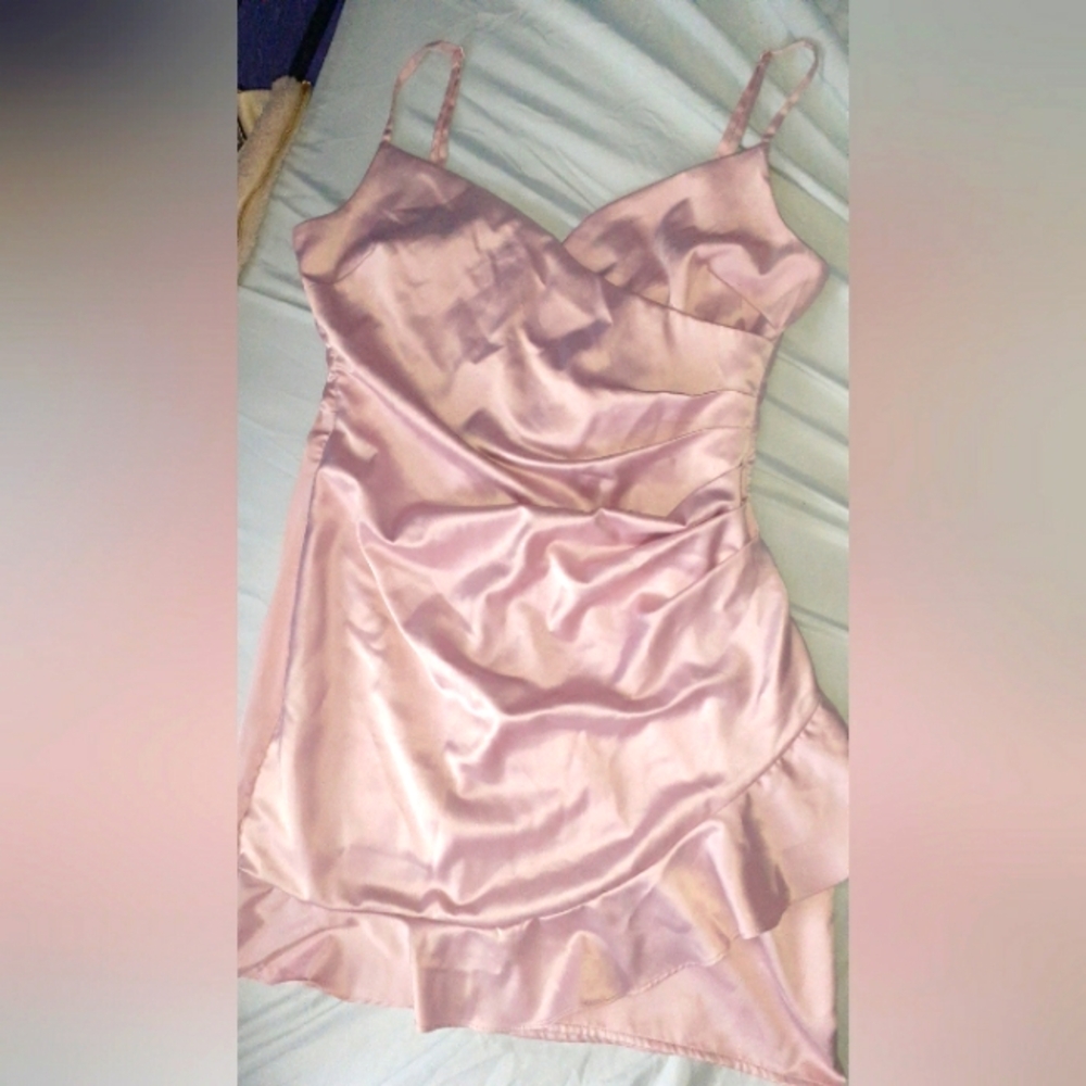 Elegant Pink Satin Dress